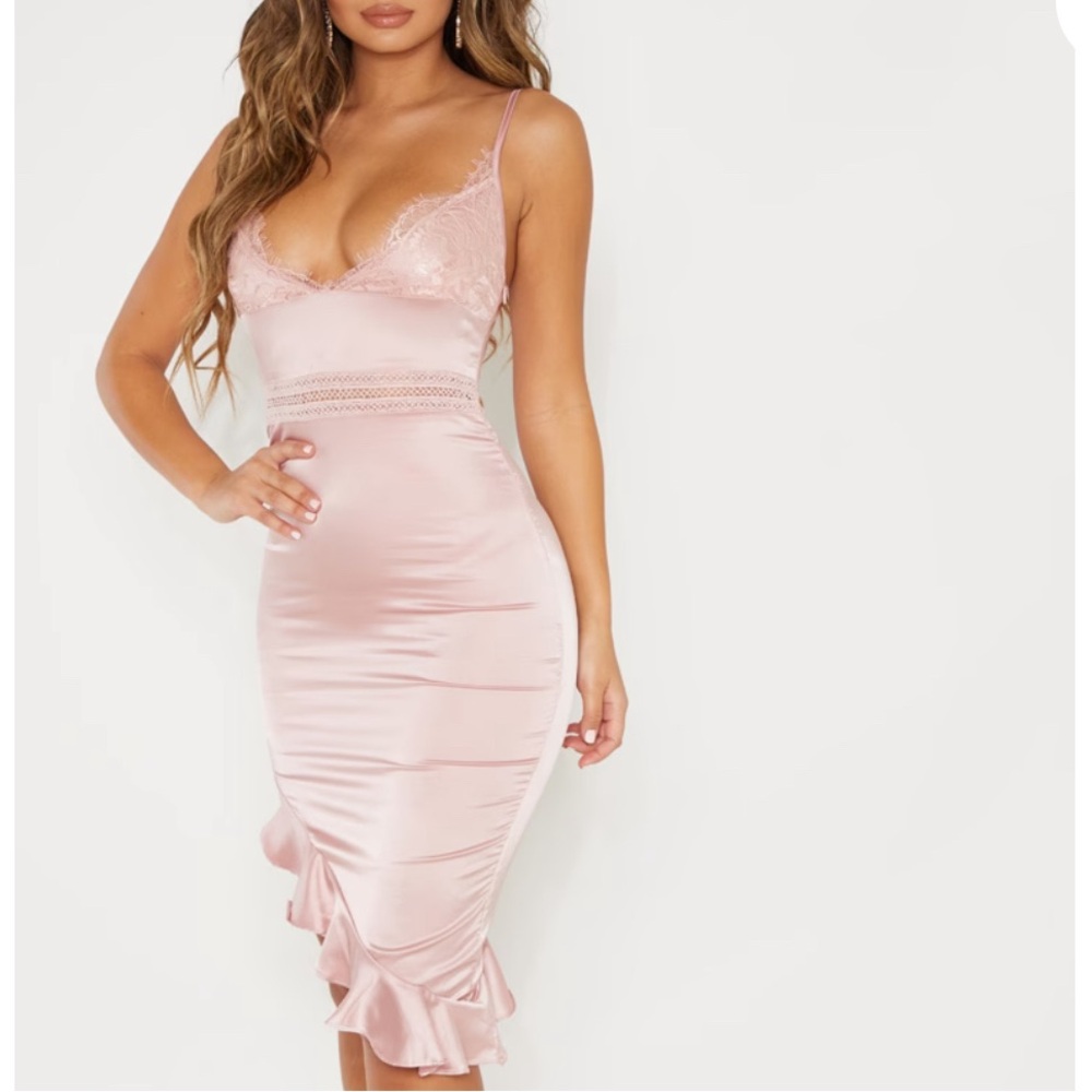 Silk asymmetrical midi dress
